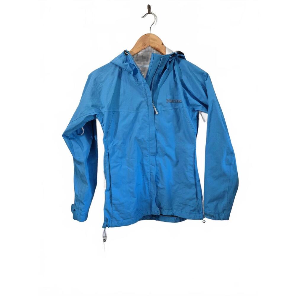 Marmot Gore Tex Paclite Shell Ladies Blue Hooded Jacket Windbreaker Style